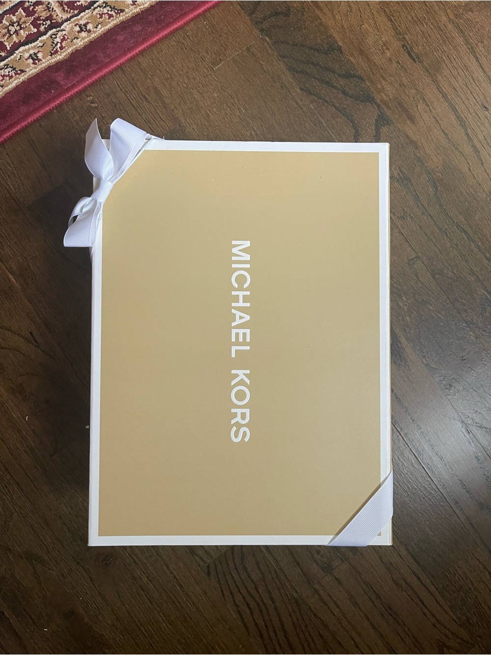 MICHAEL KORS Gold Gift Box with White Bow Accent